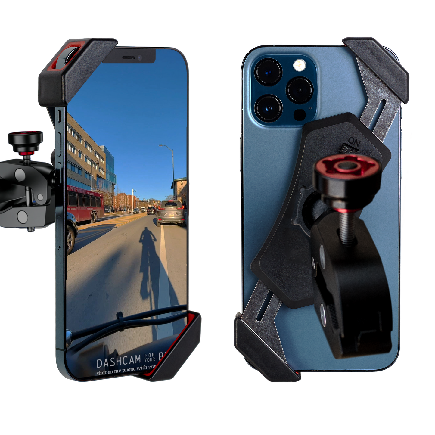 Footage-Stabilizing Phone Mount for Bicycles, designed for the dashcam.bike app