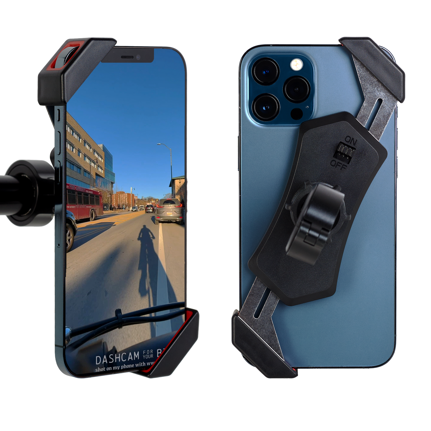 Footage-Stabilizing Phone Mount for Bicycles, designed for the dashcam.bike app
