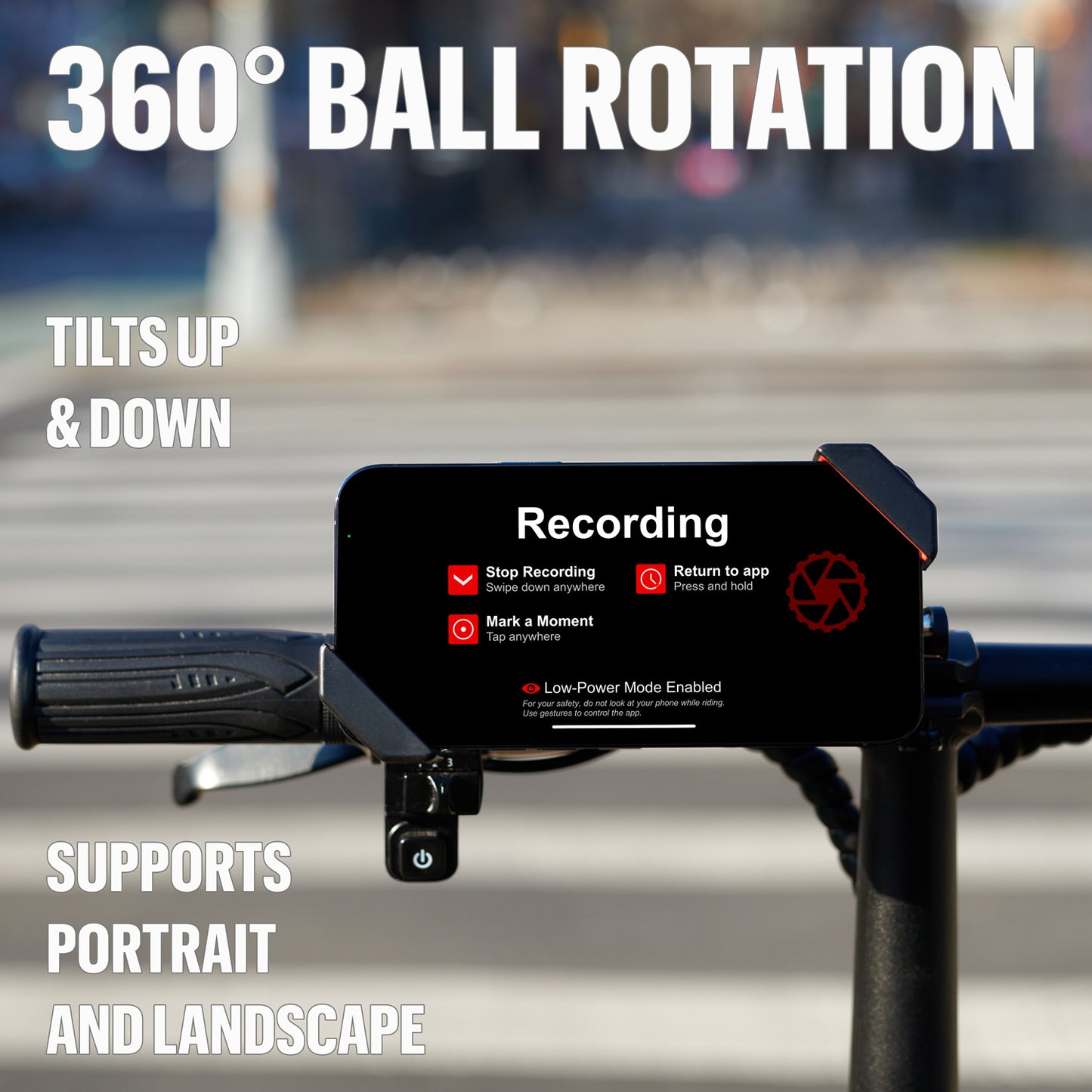 Footage-Stabilizing Phone Mount for Bicycles, designed for the dashcam.bike app