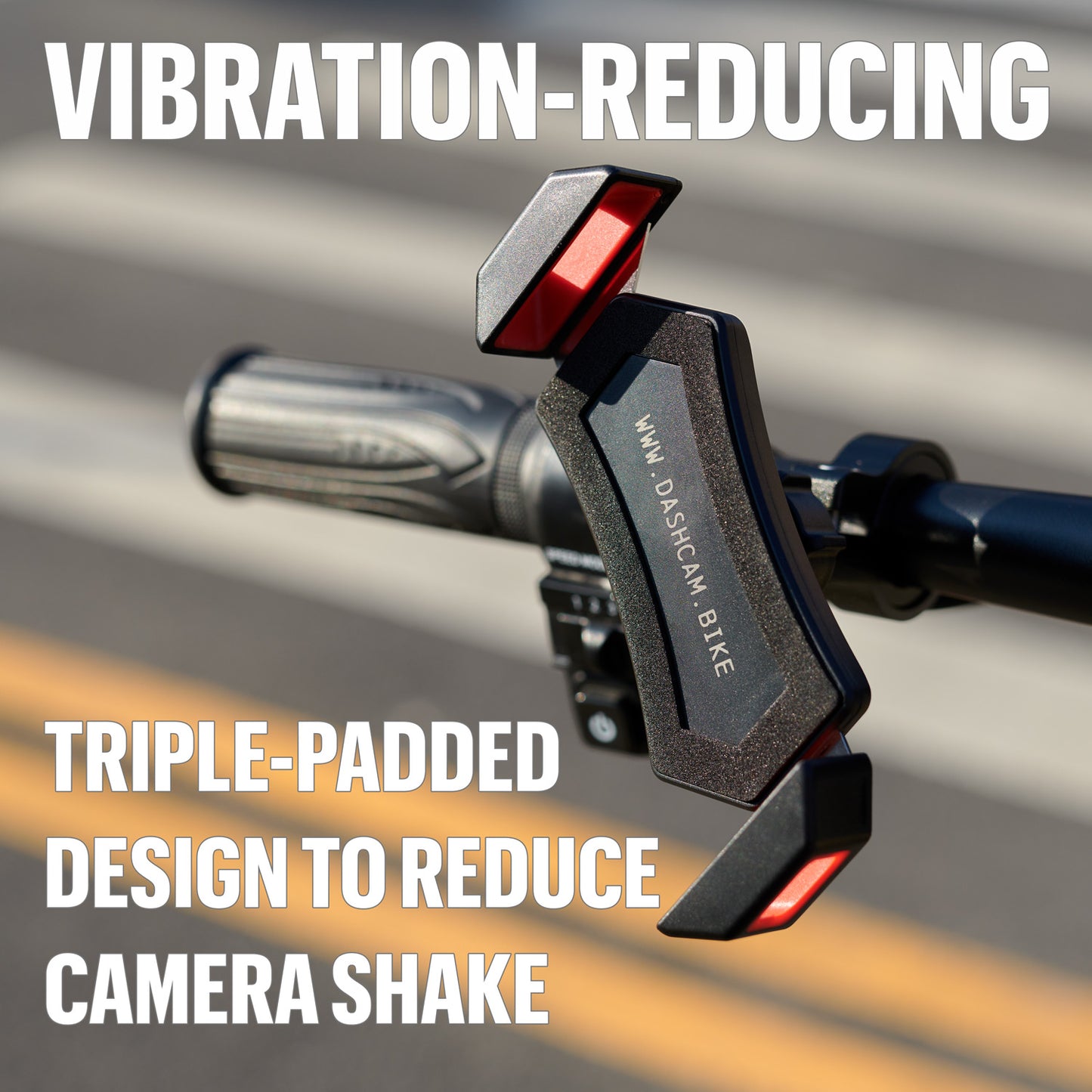 Anti-Vibration Mount for mounting Smartphones on Bicycle Handlebars Without Blocking The Camera, designed for dashcam.bike